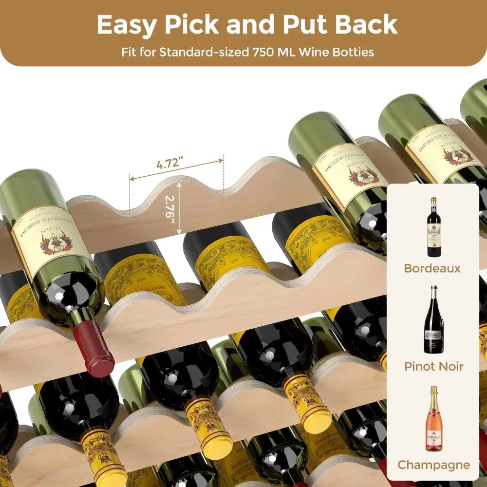 6-tier wine rack 54 bottle stackable storage shelves freestanding wood display - united states / natural wood