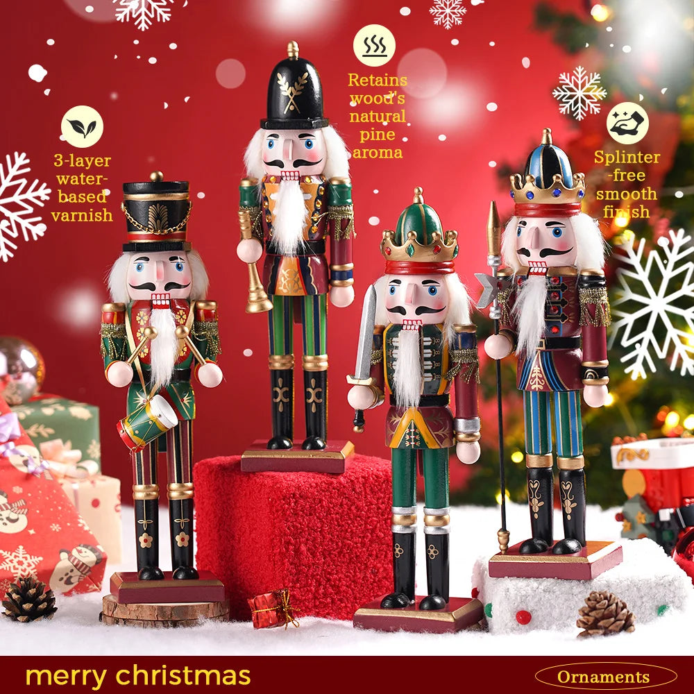 4pcs 30cm wooden nutcracker collection soldier set handmade painted christmas decor holiday gift home office festival