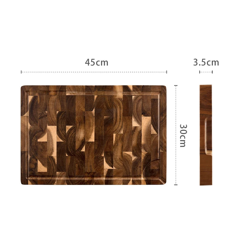 Large acacia wood cutting board with juice groove heavy duty thick wooden chopping for kitchen food-safe blocks