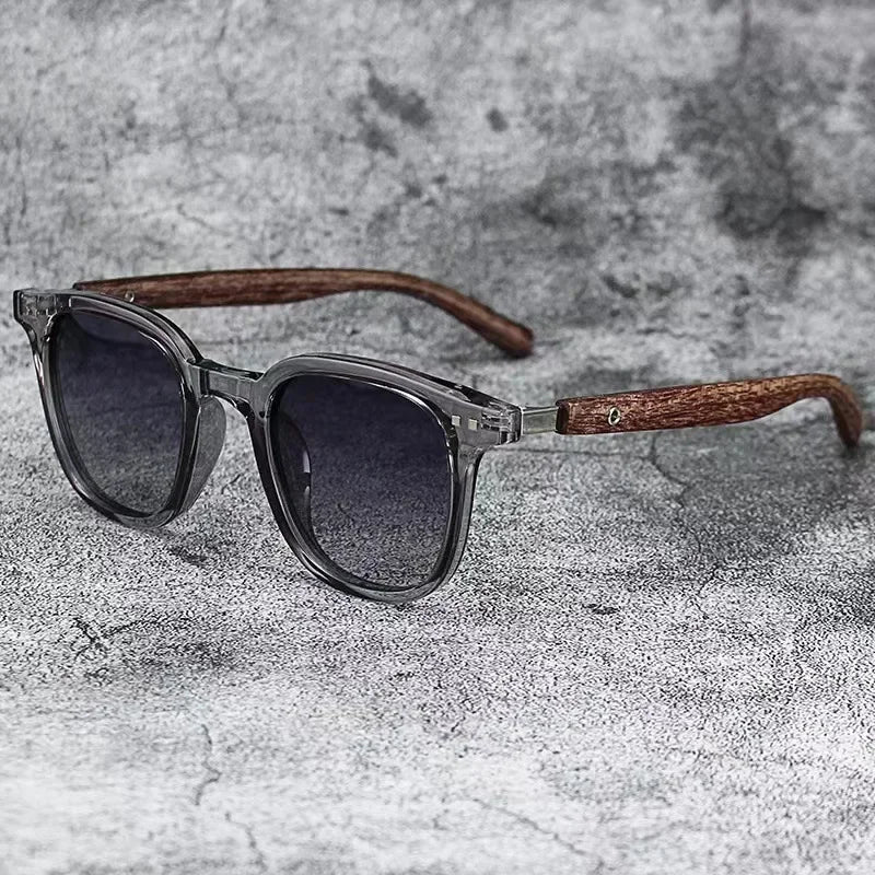New men vintage wooden frame sunglasses classic men’s polarized uv protection driving eyewear outdoor shades goggles