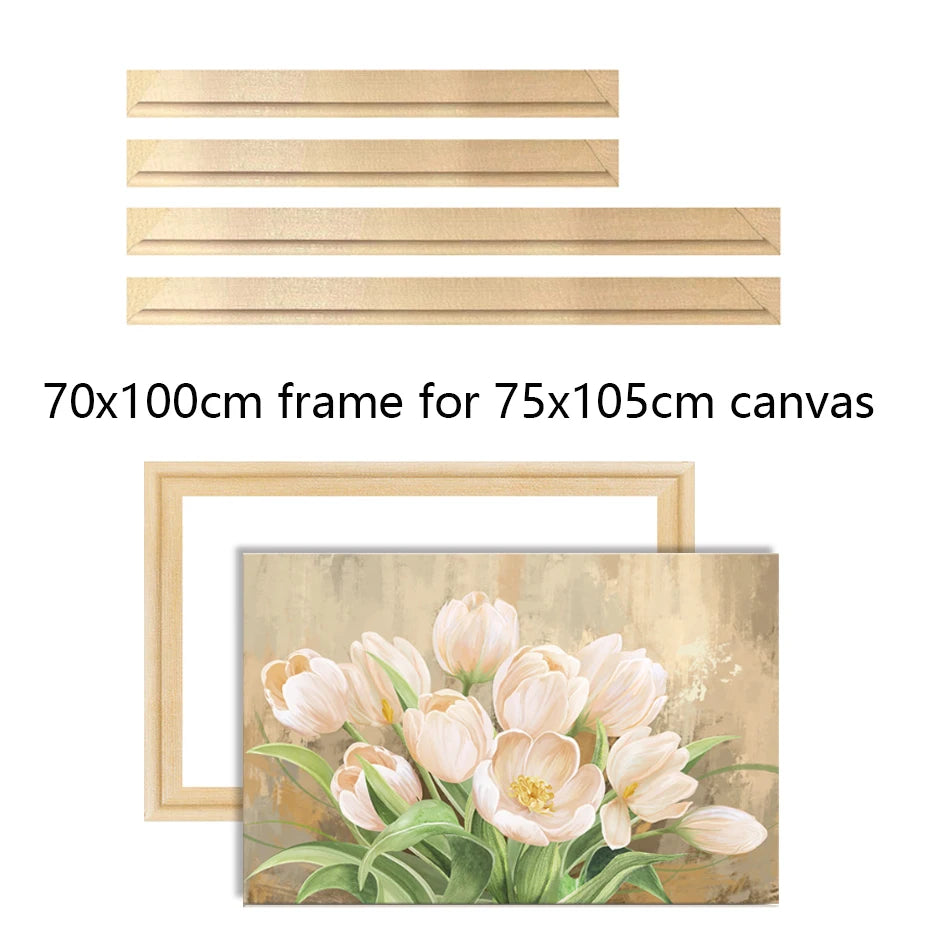 70x100cm wooden frame for 75x105cm pictures for wall canvas diamond painting large size picture poster pine - wood frame