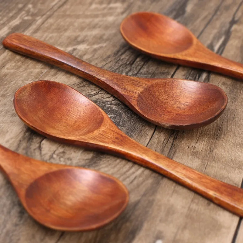 1/20x reusable wooden spoons for dinner coffee milk dessert home kitchen spice condiment salt sugar spoon tableware