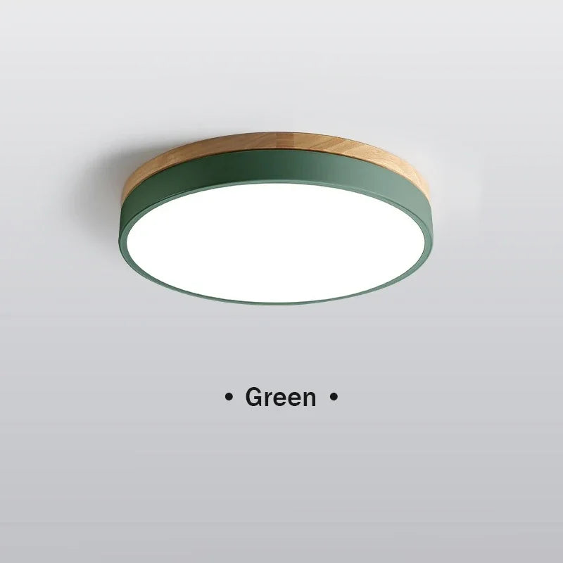 Macaron led ceiling light round wooden bottom home bedroom balcony study children’s room indoor decorceiling lamp
