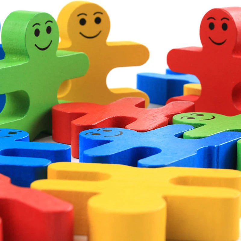 Wooden balance villain blocks montessori toys for toddlers,education stacking fine motor skills-sorting & matching - 1