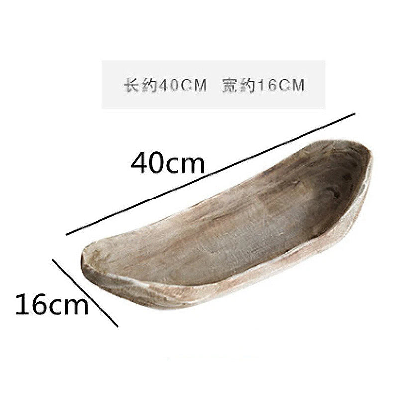 Paulownia wooden boat type fruit tray homestay natural village decorate retro old living room solid wood candy plate