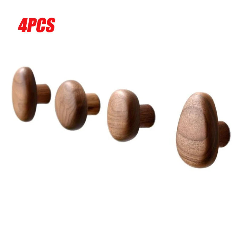 Simple solid wood hook wall mounted coat natural decorative key holder hat scarf handbag storage hanger bathroom rack