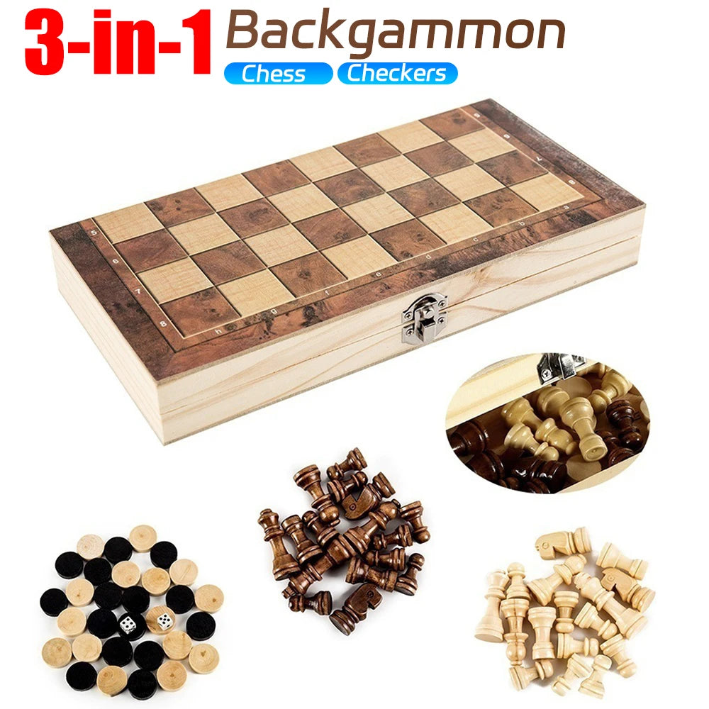 Magnetic wooden folding chess set felted game board 24cm*12cm interior storage adult kids gift family