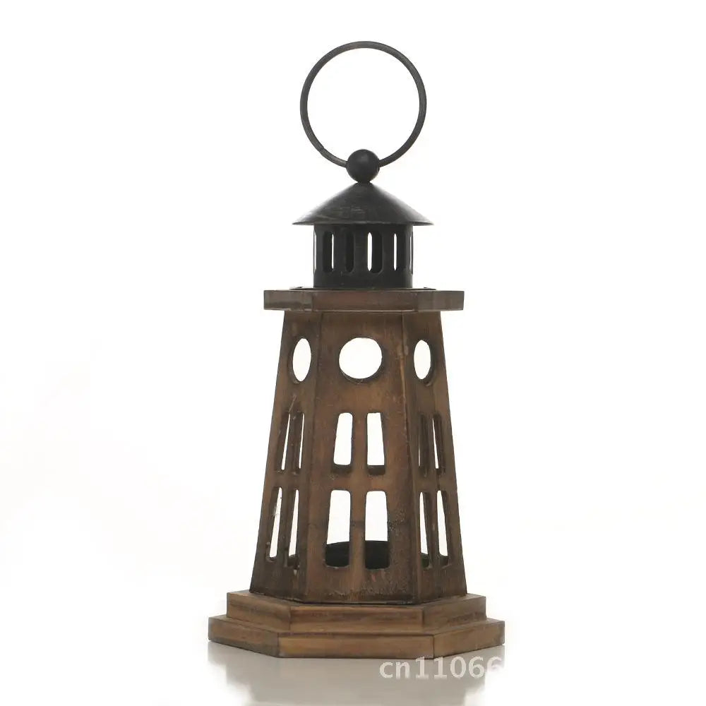 Vintage american wooden candle holder european style wind lamp home decorations christmas ornaments coffee color wood