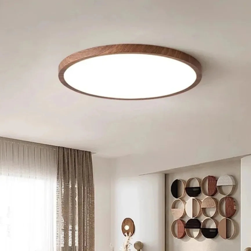 0.9 inch ultrathin led ceiling light creative walnut wood grain decorative lighting living room bedroom indoor home lamp