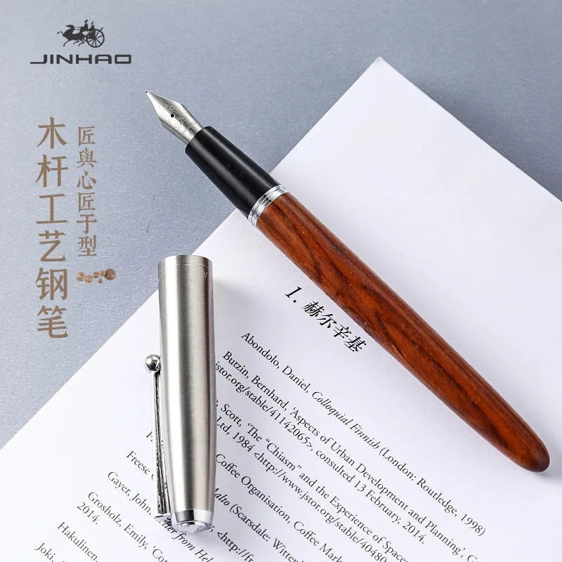 Jinhao 51a fountain pen wooded 0.38mm f nib ink pens for writing finance school office supplies stationery pk 9019 9013