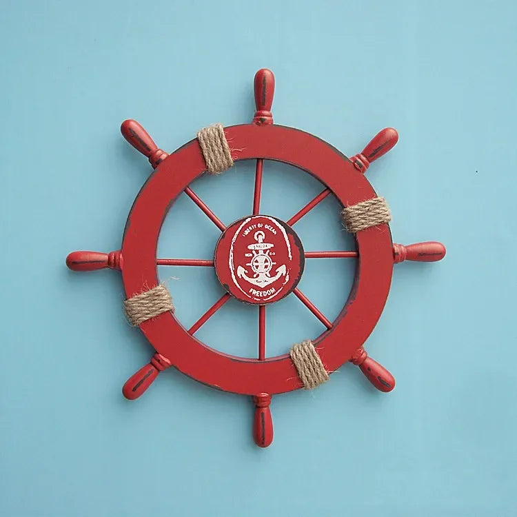 Retro vintage mediterranean ship rudder decoration nautical boat wheel helm wooden craft home accessories fake book