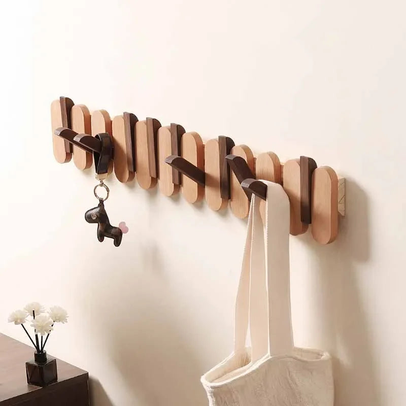 Luxury wall coat rack walnut wood clothes dress hanger hooks backpack pants interior furniture bedroom clothing storage