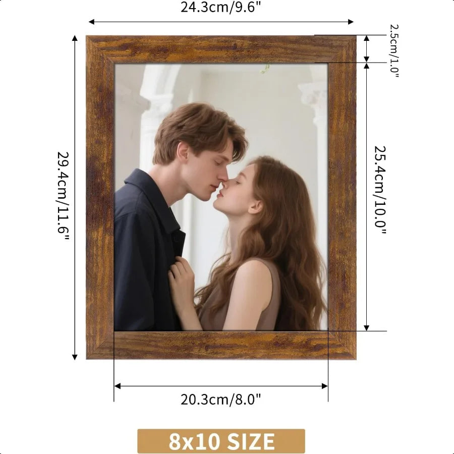 8x10 picture frame rustic brown frames fits 8 by 10 inch prints wall tabletop display 7 pack - united states