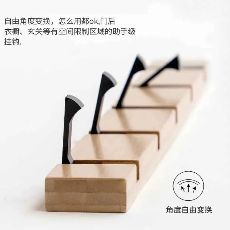 3&5 hooks hallway hangers luxury creative wooden invisible door row hook foldable clothes bag key hanging white color