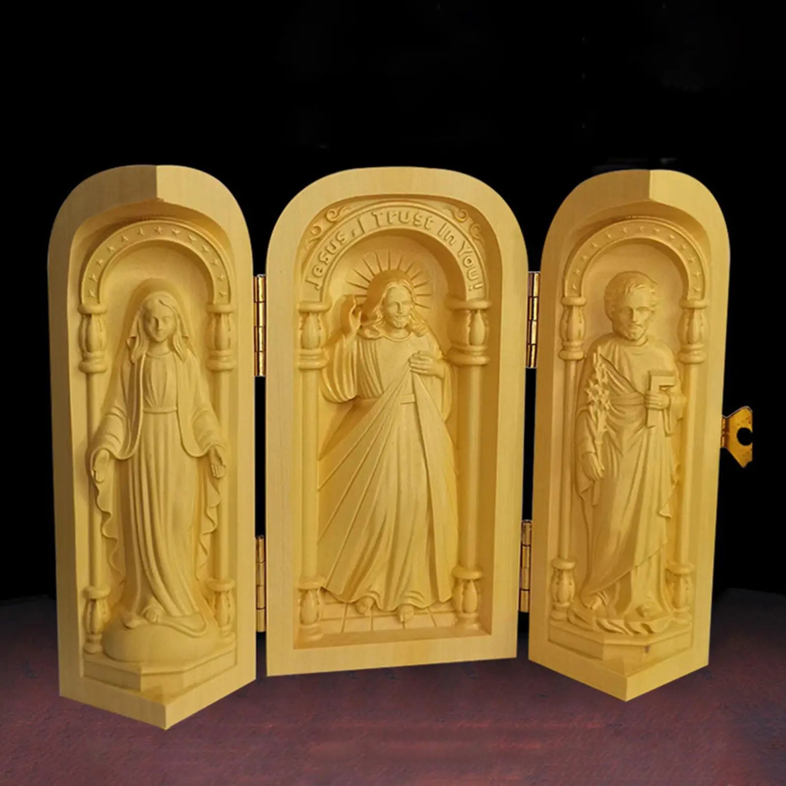 Wood carving ornaments statues small catholic ornament religious relics crafts for bedroom home table souvenir gift