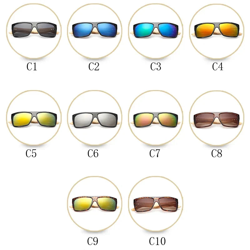 Classic bamboo wood climbing sunglasses brand design men women coating mirror glasses retro shades gafas de sol uv400