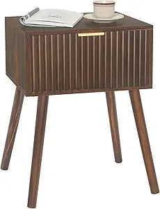 Mid century modern nightstand small end tables living room accent bedside table with drawer for bedroom and space rusti