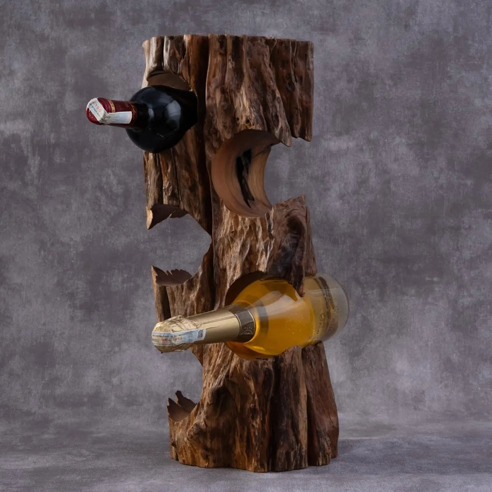 Wooden wine rack – unique bottle made from natural wood freestanding for floor or countertop deco - united states