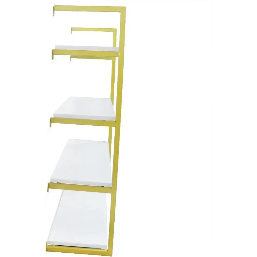 Xuthusman 36inch wall mounted floating shelves 4 tier wood bookshelf for living room office bedroom gold(4 tiers)