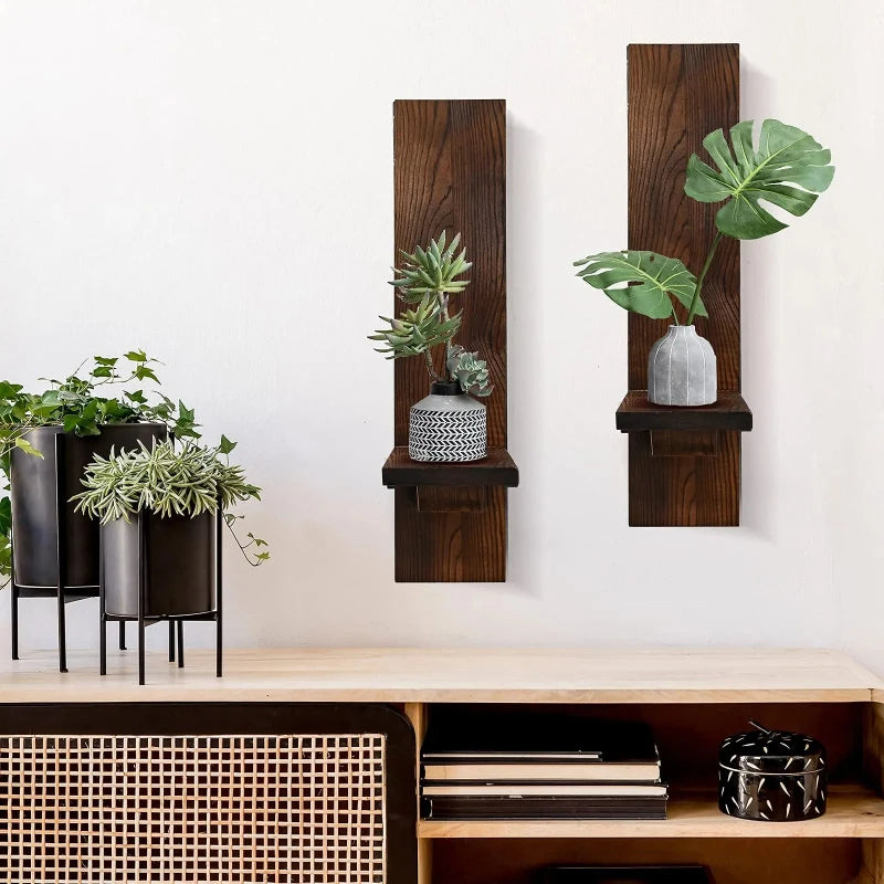Wooden wall-mounted vase decoration stand retro corridor atmosphere candle wall home