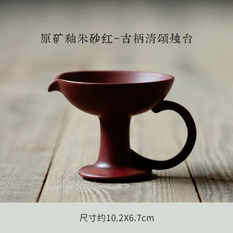 Ceramic raw mineral glaze cinnabar red candle holder luxury scented aromatic candles lights teaset room decor ornaments