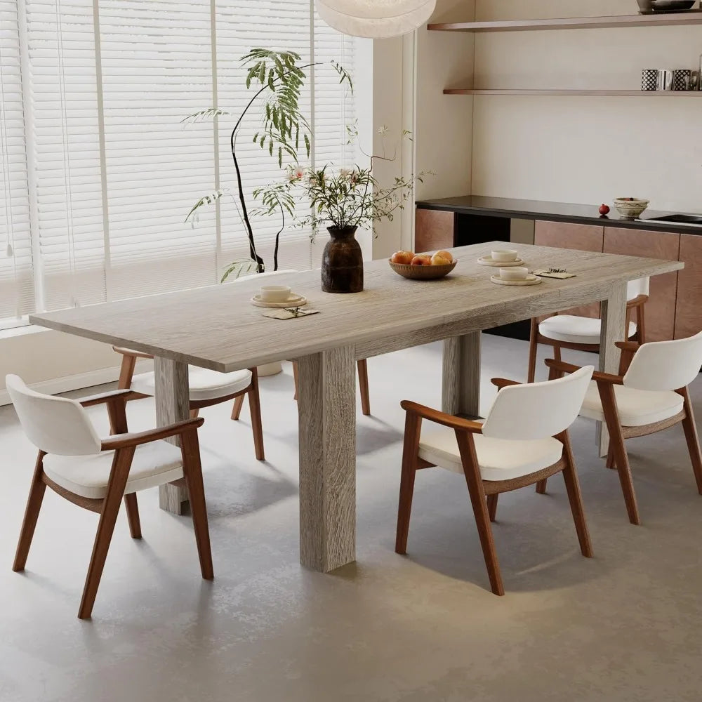 Rectangular oak wood dining table for 6-8 large home kitchen - united states / oak