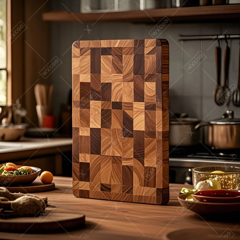 Thicken acacia wooden cutting board kitchen double-sided splicing checkerboard solid wood non-slip for cut vegetable
