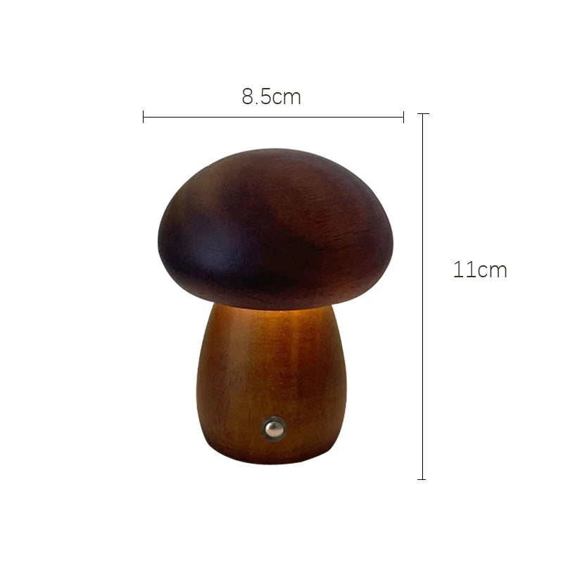 Wooden mushrooms night light touch switch bedroom bedside table lamp walnut beech wood warm dimmable desk usb