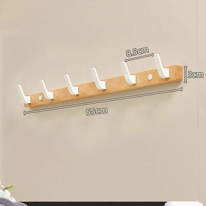 Spanish style walnut wooden hooks fitting room hanging clothes hats dress rack entrance door bedroom hangers wall