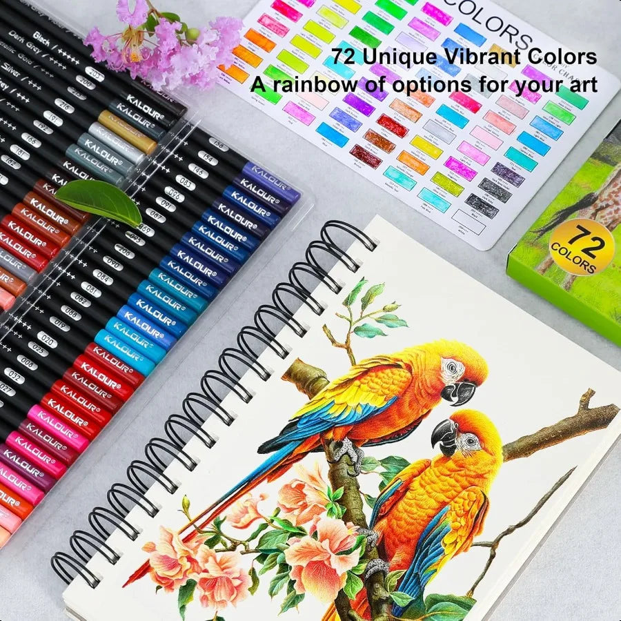 72 count colored pencils for adult coloring books soft core ideal drawing blending shading color set gift begin