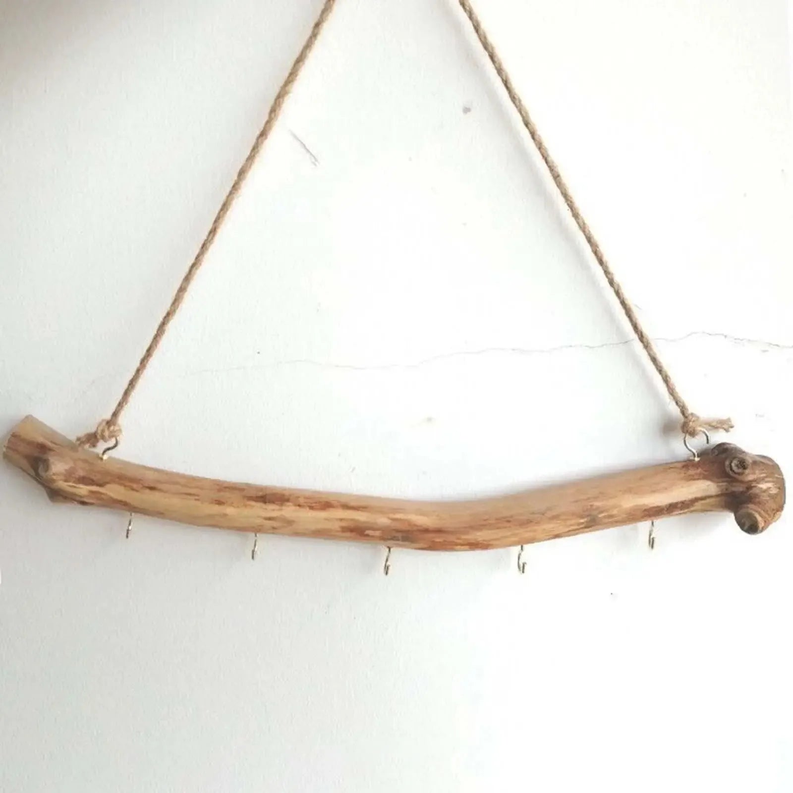 Practical wooden hook wall mounted driftwood key holder organization branch hanger rack for hat jewelry home