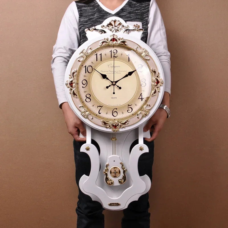 Wood vintage wall clocks silent pendulum clock nordic large home decor watches living room luxury art decoration