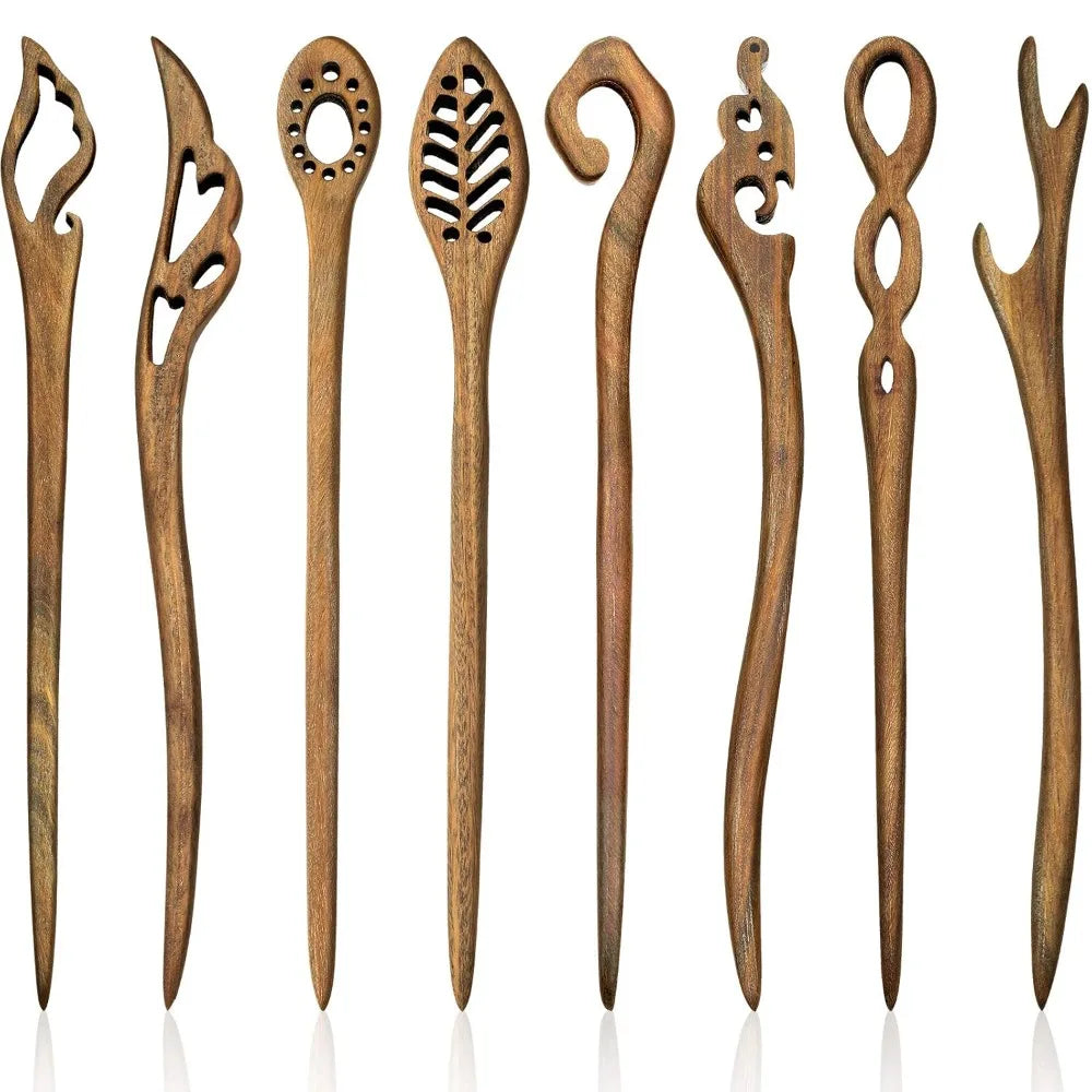 Chuangdi 8 pieces wooden hair sticks japanese chopstick for women bun maker chinese hairpin handmade - united states