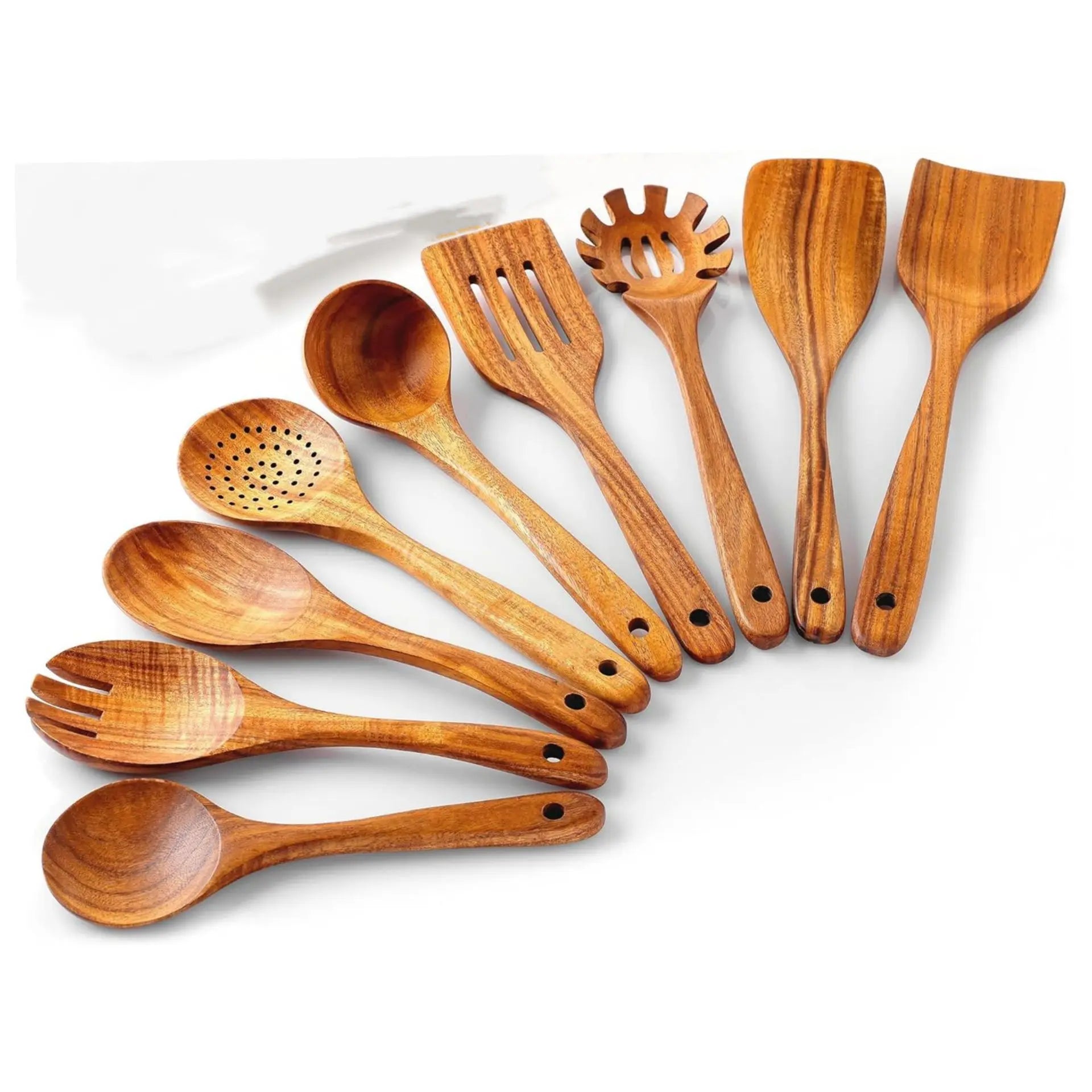 Wooden kitchen utensil set spatula salad spoon stirring soup scoop tools for cooking utensils - 9pcs