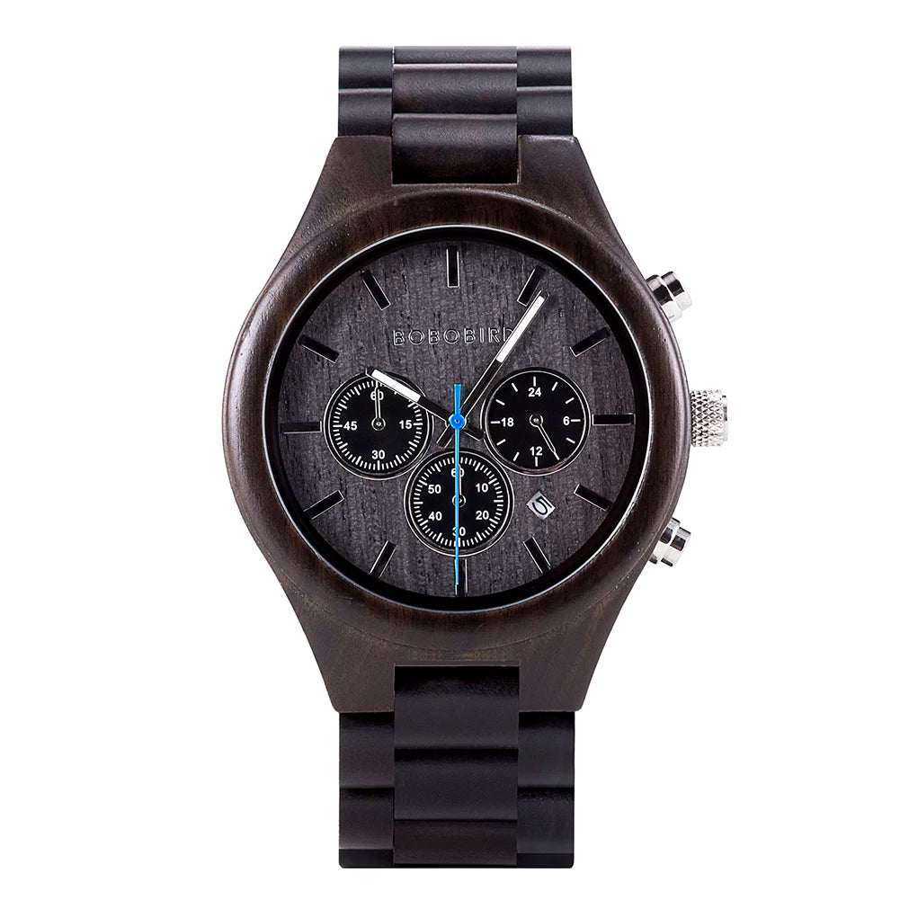 Bobo bird wooden men watch new design fashion women wristwatch luminous hand wood strap alloy clock great gift box