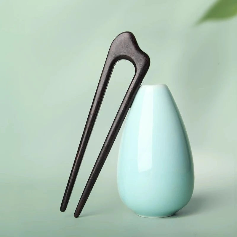 Simple chinese hair sticks wooden u shaped forks for women bun maker hairpins accessories retro fashion headpieces