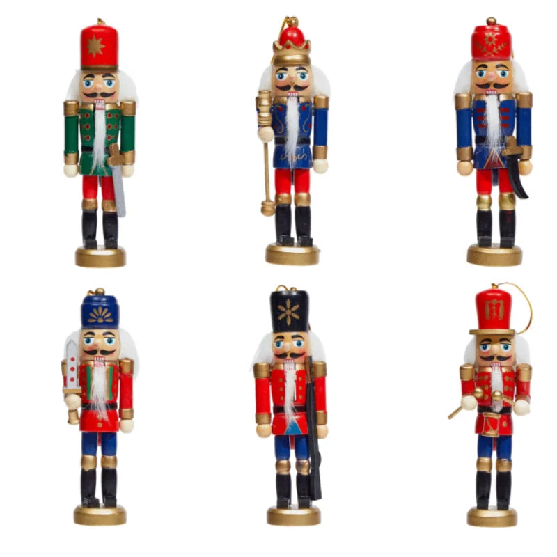 6 pcs christmas nutcracker ornament puppet party decor wooden soldier for tree