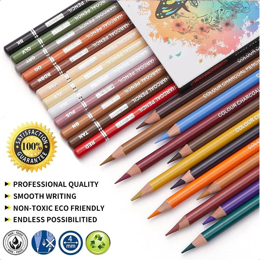 Profional colored charcoal pencils drawing set skin tone pastel chalk for sketching shading coloring la - united states