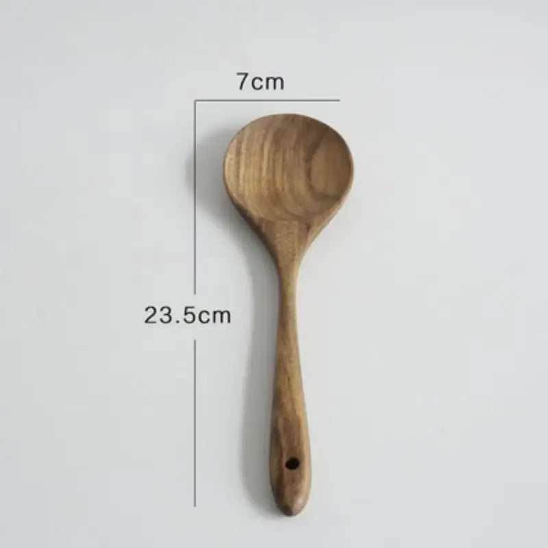 Senior teak cooking spoon acacia wood kitchenware long handled spatula non stick pan heat-resistant easy to clean