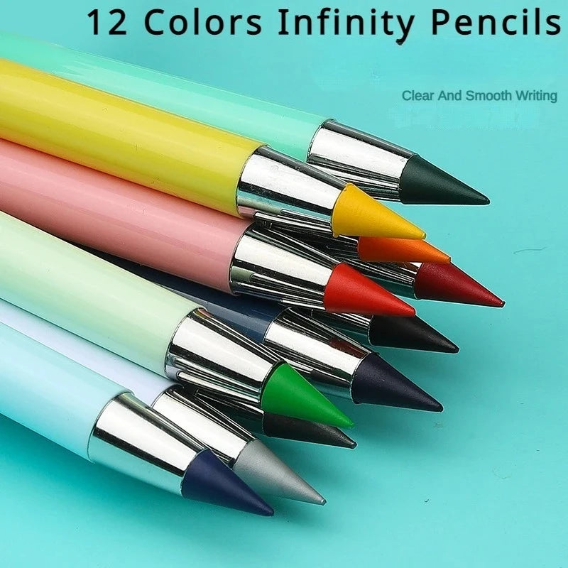 12 colors unlimited writing color pencil no ink novelty eternal pencils pen art painting school office supplies