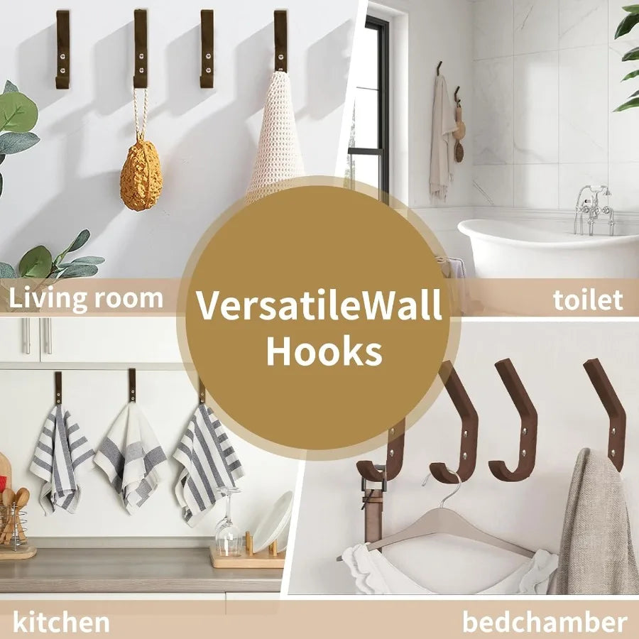 4 pack coat hooks wood towel hook mounted wall rustic wooden heavy duty hat rack for hanging bathroom towels cl