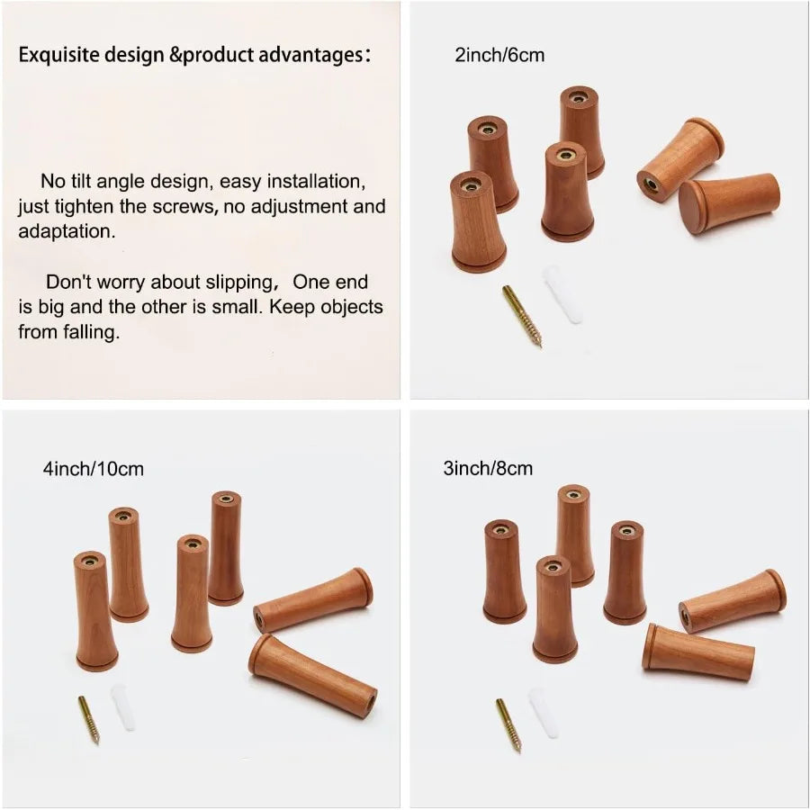 Wood wall hooks hat rack wooden coat mounted decorative single organizer hanger towel cherry2ih 6pack - united states