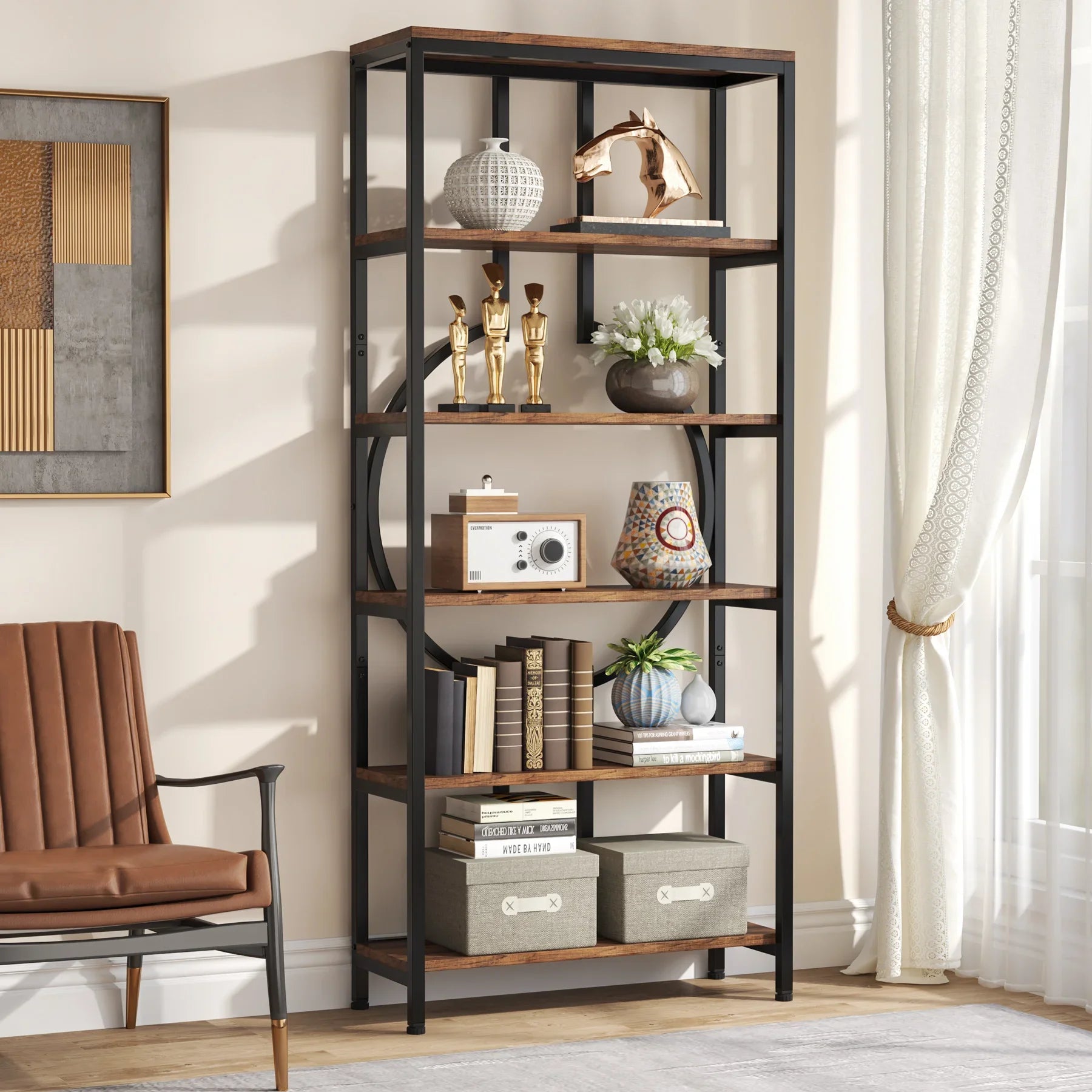 tribesigns-industrial-bookshelf-tall-bookcase-with-open-shelves-wood-and-metal-display-shelf-storage-shelves
