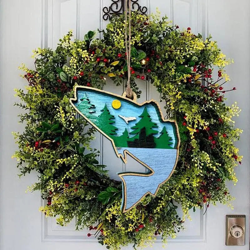 Fish decoration for wall wooden 3d art sculpture home ornaments countryside cottage living