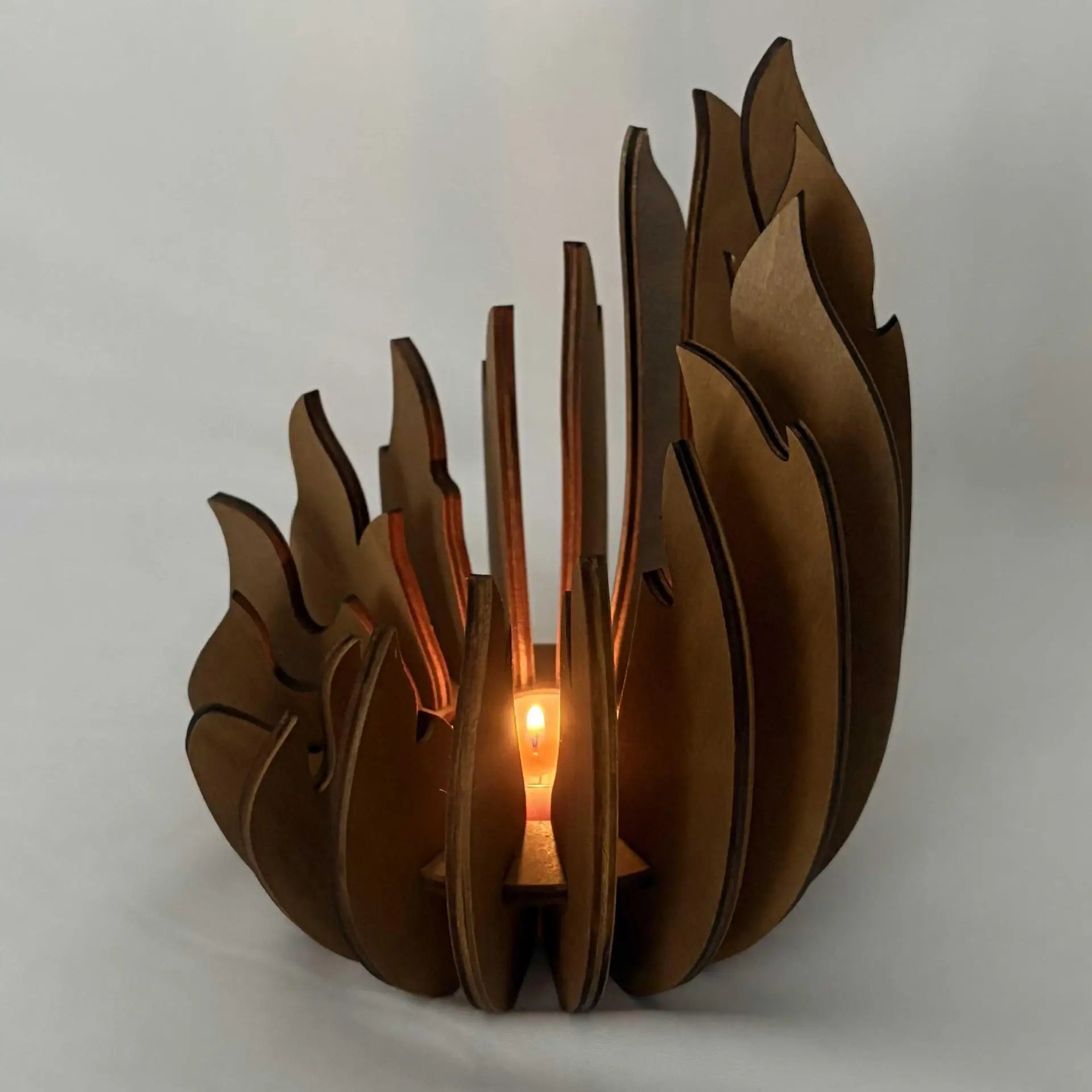 Lotus-shaped candle holder wooden creative candlestick without candles manual assembly diy decoration - brown