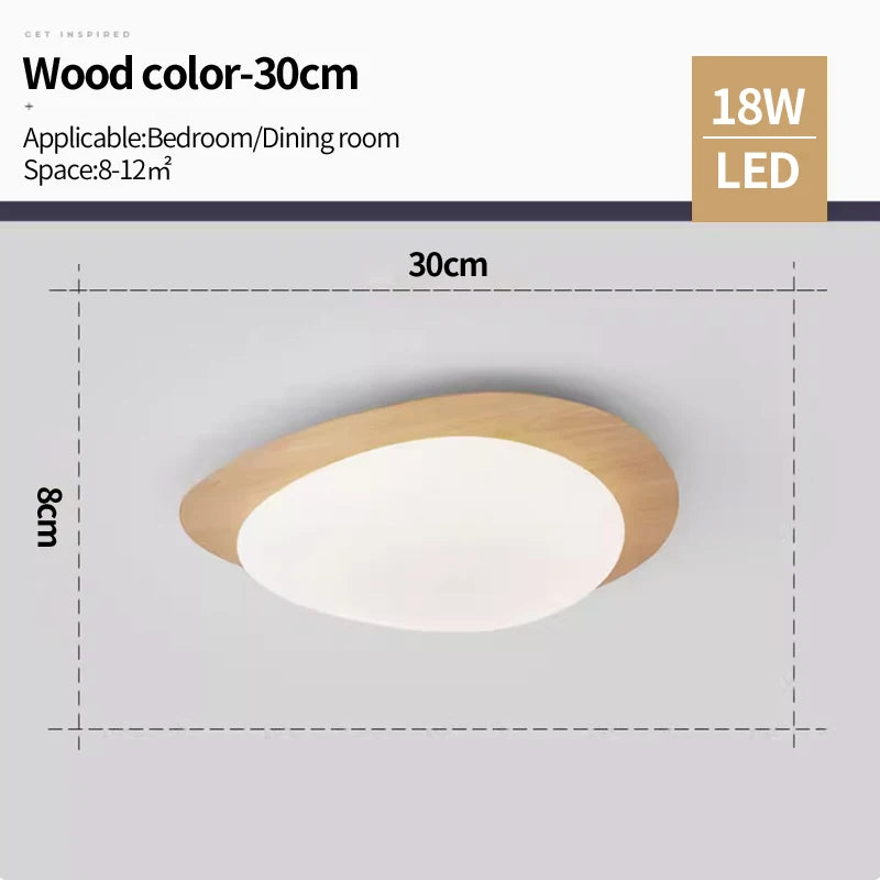 Bedroom light nordic original wood grain color ceiling modern minimalist and creative led restaurant book room lighting