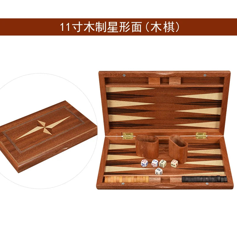 11-19 inch wooden backgammon luxury chess set foldable large board handmade professional family table game gift - 11