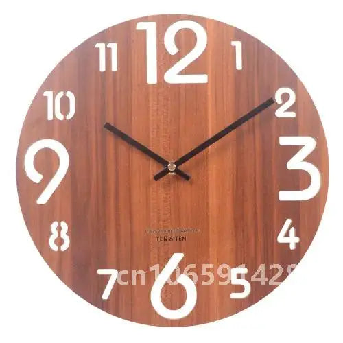 Nordic retro wooden wall clock corridor living room decoration solid wood quiet clocks hanging watch cafe store home