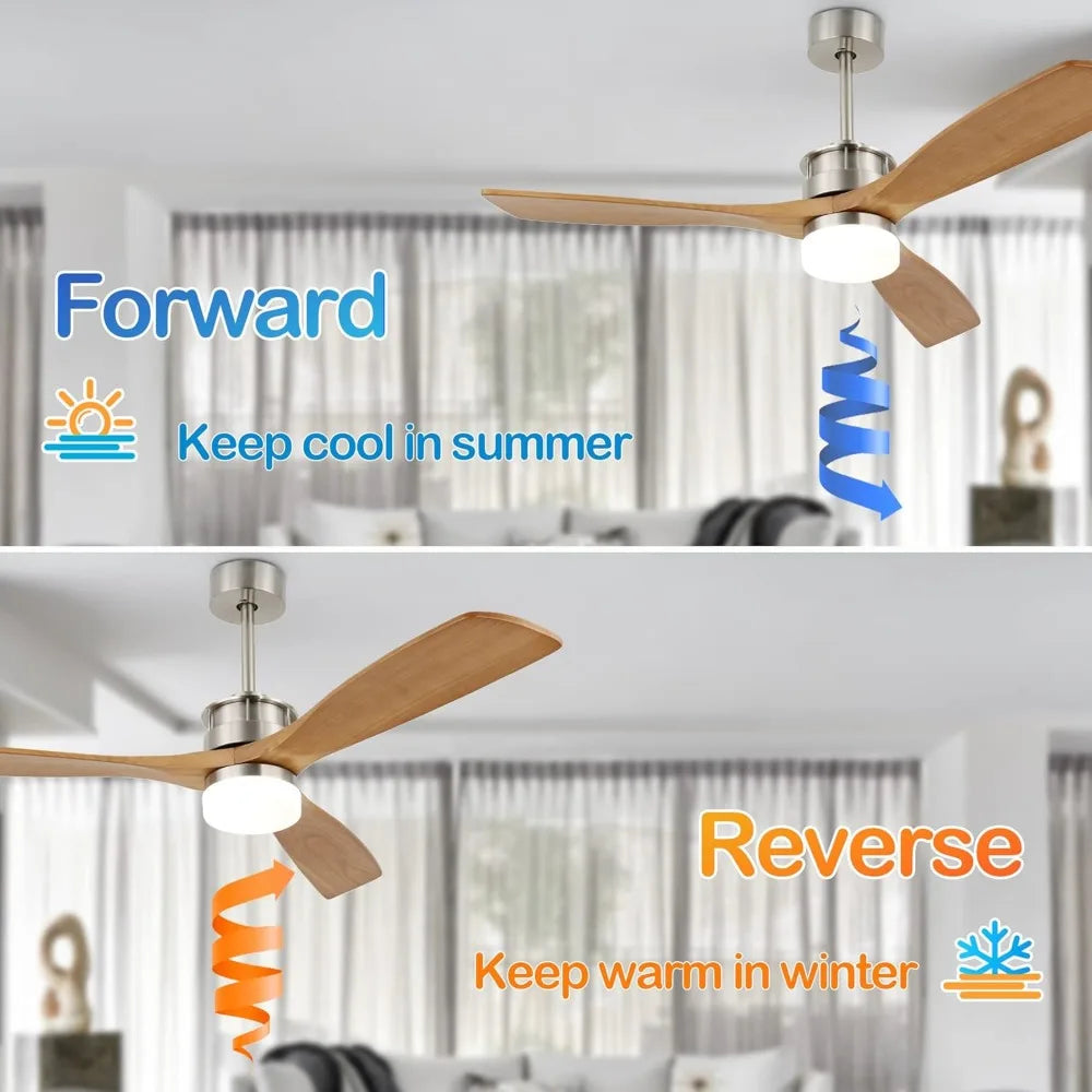 52’’ outdoor ceiling fan with lights wood light and remote for covered patios bedroom living room - united states
