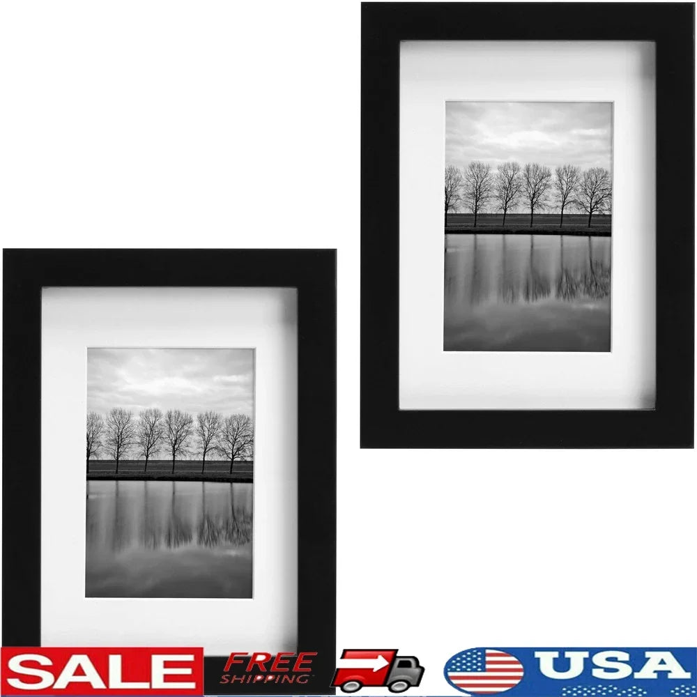 5x7 picture frame set of 2 tabletop or wall display durable wood photo frames glass included - united states
